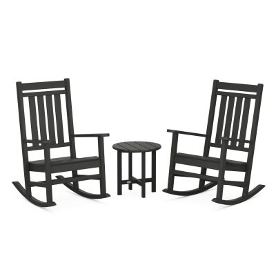 POLYWOOD Estate 3-Piece Rocking Chair Set – Black