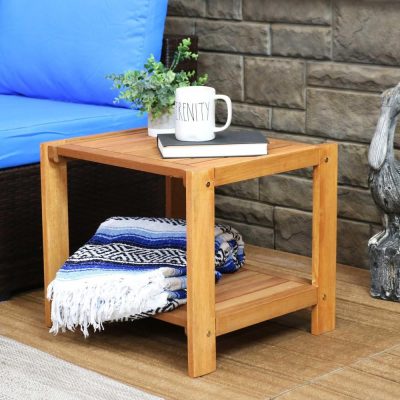 Ultimate Patio 20-Inch Meranti Wood Outdoor Side Table – Teak Oil Finish