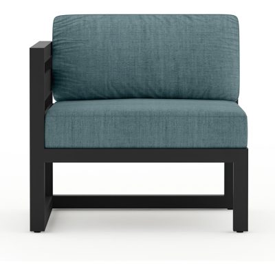 Misty Cove Aluminum Left Arm Section in Black W/ Cast Lagoon Cushions By Lakeview