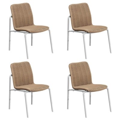 Orso 4 Pc Wicker & Aluminum Dining Side Chair in Flint/Sand By Oxford Garden