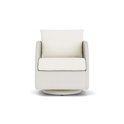 Essence Wicker Club Chair w/ Swivel Gliders in Matte White/Sailcloth Salt By Lloyd Flanders