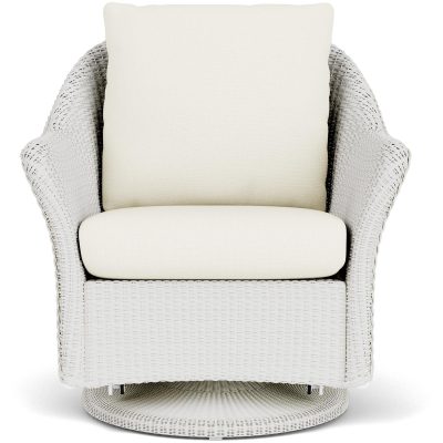 Weekend Retreat Wicker Club Chair w/ Swivel Gliders in Matte White/Sailcloth Salt By Lloyd Flanders