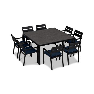 Calm Bay 9 Pc Square Dining Set in Black/Spectrum Indigo by Lakeview