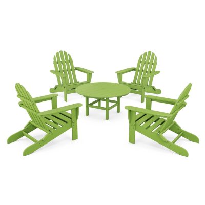 POLYWOOD Classic Folding Adirondack 5-Piece Conversation Group – Lime