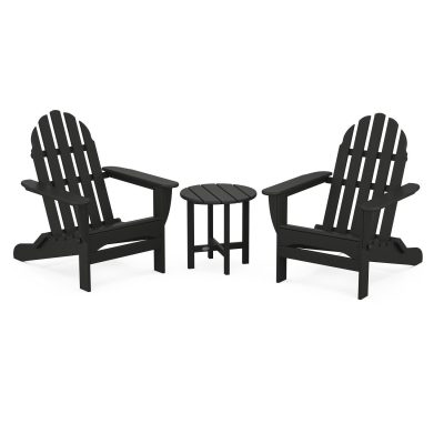 POLYWOOD Classic Folding Adirondack 3-Piece Set – Black