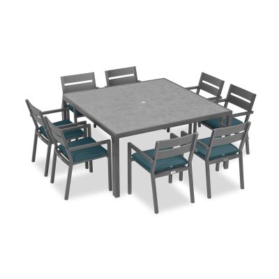 Calm Bay 9 Pc Square Dining Set in Slate/Cast Lagoon by Lakeview