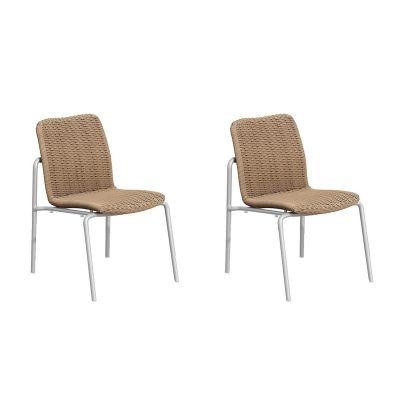 Orso 2 Pc Wicker & Aluminum Dining Side Chair in Flint/Sand By Oxford Garden