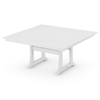 POLYWOOD 59-Inch Farmhouse Trestle Dining Table – White