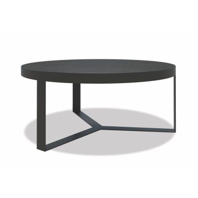 Sunset West Contemporary 38-Inch Round Aluminum Patio Coffee Table W/ Polished Granite Top – Graphite