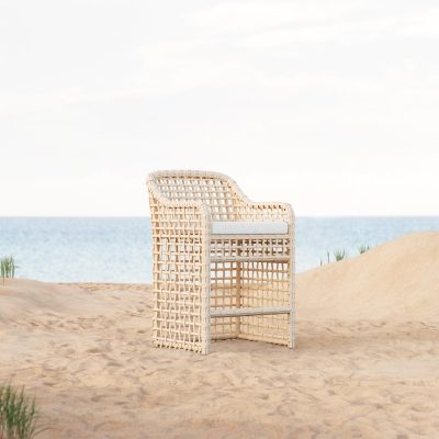 Kiawah Wicker Counter Stool in Almond/Cloud By Azzurro Living