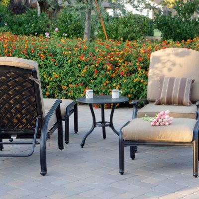 Darlee Nassau 5 Piece Cast Aluminum Patio Conversation Set W/ Sesame Cushions