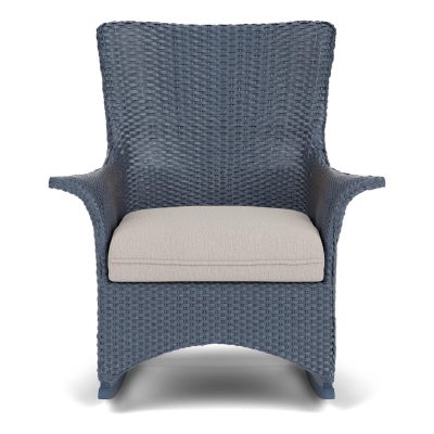 Mandalay Wicker Rocking Chair w/ Cushions in Denim Blue/Remy Cloud By Lloyd Flanders