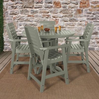 Elm Pointe 5 Pc Set Recycled Plastic Counter Height Dining Set In Eucalyptus By Lakeview