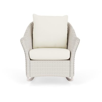 Weekend Retreat Wicker Rocking Chair in Antique White/Sailcloth Salt By Lloyd Flanders