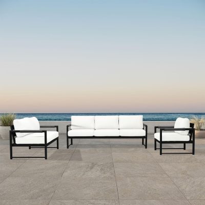 Lakeview Avenue Bay Black/Carbon 3 Pc Sofa Loveseat Set – Canvas Natural