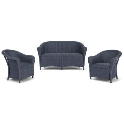 Reflections 3 Pc Wicker Seating Set in Denim Blue By Lloyd Flanders