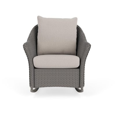 Weekend Retreat Wicker Rocking Chair in Pewter/Remy Cloud By Lloyd Flanders