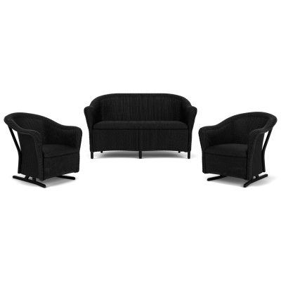 Reflections 3 Pc Wicker Rocking Seating Set in Ebony By Lloyd Flanders