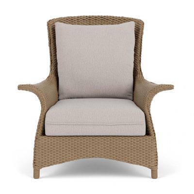 Mandalay Wicker Club Chair in Fawn/Remy Cloud By Lloyd Flanders