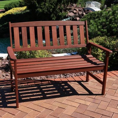 Ultimate Patio 49-Inch Meranti Wood 2-Seat Bench W/ Teak Oil Finish