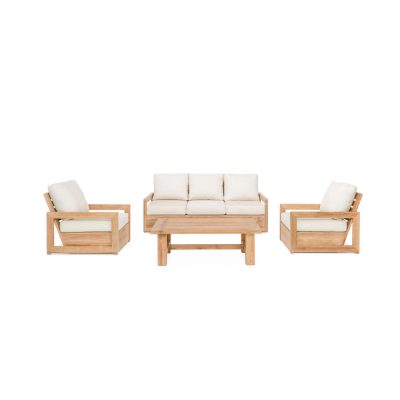 Relax 4 Piece Teak Lounge Set in Sand By Teak + Table
