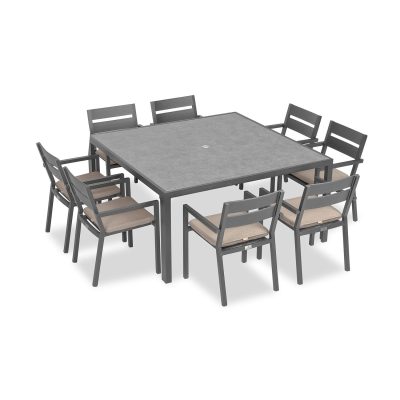 Calm Bay 9 Pc Square Dining Set in Slate/Canvas Flax by Lakeview