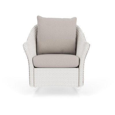 Weekend Retreat Wicker Rocking Chair in White/Remy Cloud By Lloyd Flanders