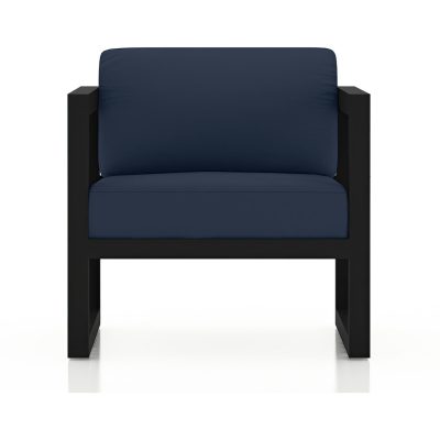 Misty Cove Aluminum Club Chair in Black W/ Spectrum Indigo Cushions By Lakeview