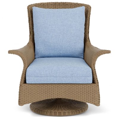 Mandalay Wicker Swivel Rockers Club Chair in Fawn/Demo Skyway By Lloyd Flanders