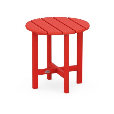 POLYWOOD 18-Inch Round Side Table – Sunset Red