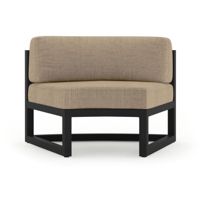 Misty Cove Aluminum Curve Seat 2 Piece in Black W/ Heather Beige Cushions By Lakeview