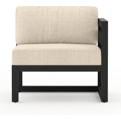 Misty Cove Aluminum Right Arm Section in Black W/ Canvas Flax Cushions By Lakeview