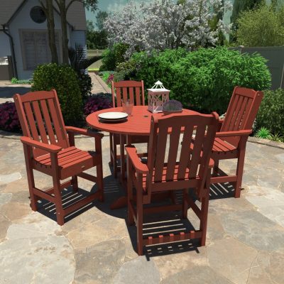 Hart Lane 5 Pc Set Recycled Plastic Counter Height Dining Set In Rustic Red By Lakeview