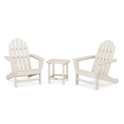 POLYWOOD Classic Adirondack 3-Piece Set W/ South Beach 18-Inch Side Table – Sand