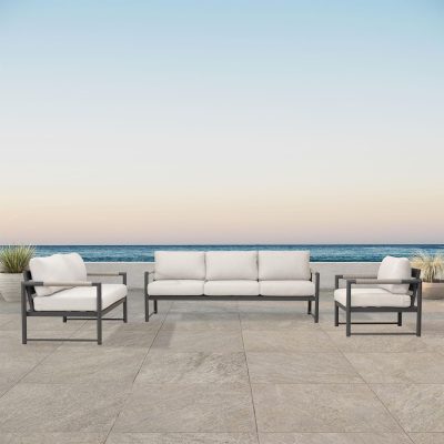 Lakeview Avenue Bay Slate/Pebble Gray 3 Pc Sofa Loveseat Set – Cast Silver