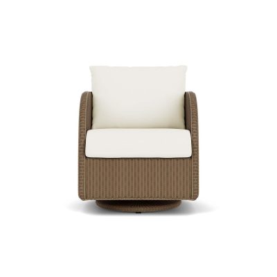 Essence Wicker Club Chair w/ Swivel Gliders in Fawn/Sailcloth Salt By Lloyd Flanders