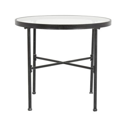 Sunset West Provence 32-Inch Round Wrought Iron Patio Bistro Table W/ Tempered Glass Top