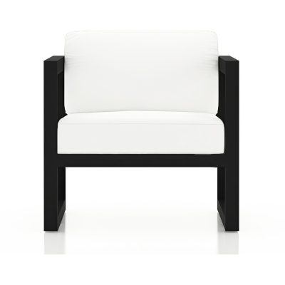 Misty Cove Aluminum Club Chair in Black W/ Canvas Natural Cushions By Lakeview