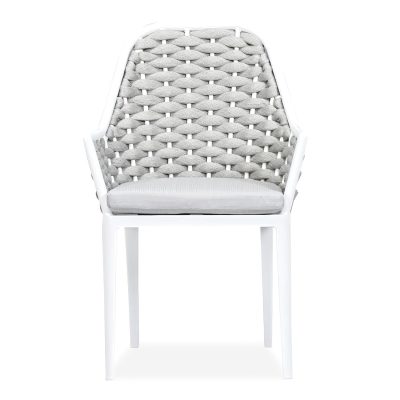 Chloe Bay Aluminum Dining Arm Chair in White by Lakeview Outdoor Designs