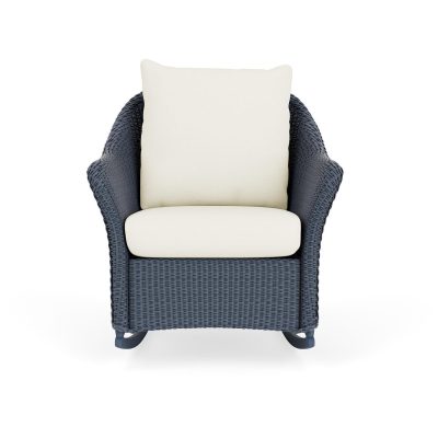 Weekend Retreat Wicker Rocking Chair in Denim Blue/Sailcloth Salt By Lloyd Flanders