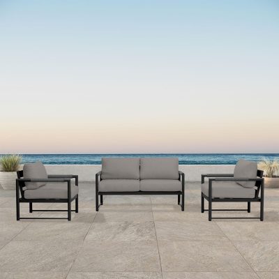 Lakeview Avenue Bay Black/Carbon 3 Pc Loveseat Set – Canvas Charcoal