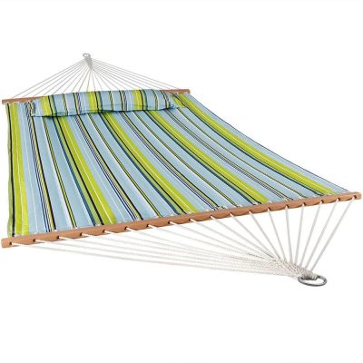 Ultimate Patio Quilted Hammock w/ Spreader Bars – Blue & Green