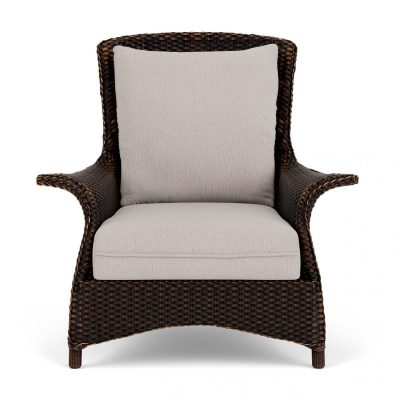 Mandalay Wicker Club Chair in Mink/Remy Cloud By Lloyd Flanders