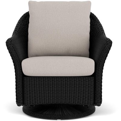 Weekend Retreat Wicker Club Chair w/ Swivel Gliders in Ebony/Remy Cloud By Lloyd Flanders