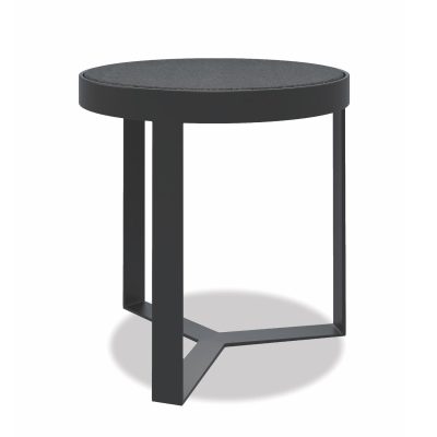 Sunset West Contemporary 18-Inch Round Aluminum Patio End Table W/ Polished Granite Top – Graphite