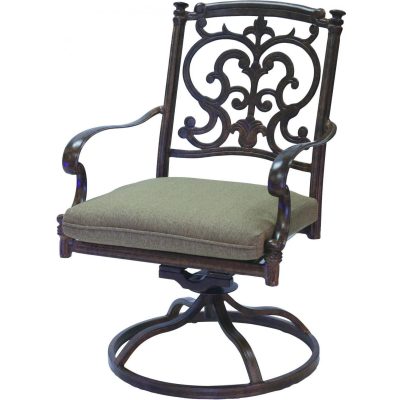 Darlee Santa Barbara Cast Aluminum Patio Swivel Rocker Dining Chair – Antique Bronze