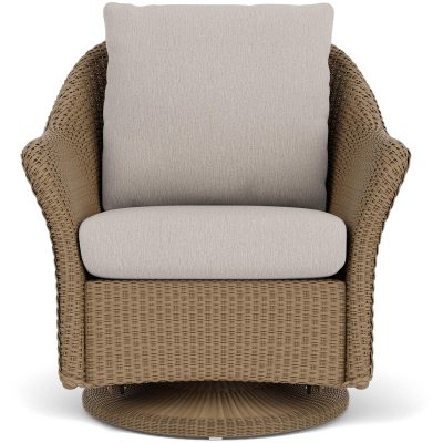 Weekend Retreat Wicker Club Chair w/ Swivel Gliders in Fawn/Remy Cloud By Lloyd Flanders