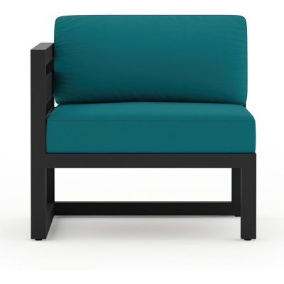 Misty Cove Aluminum Left Arm Section in Black W/ Spectrum Peacock Cushions By Lakeview