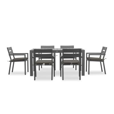 Calm Bay Classic 7 Pc Rectangular Dining Set in Slate/Canvas Charcoal by Lakeview