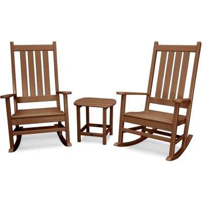 POLYWOOD Vineyard 3-Piece Rocking Set in Teak